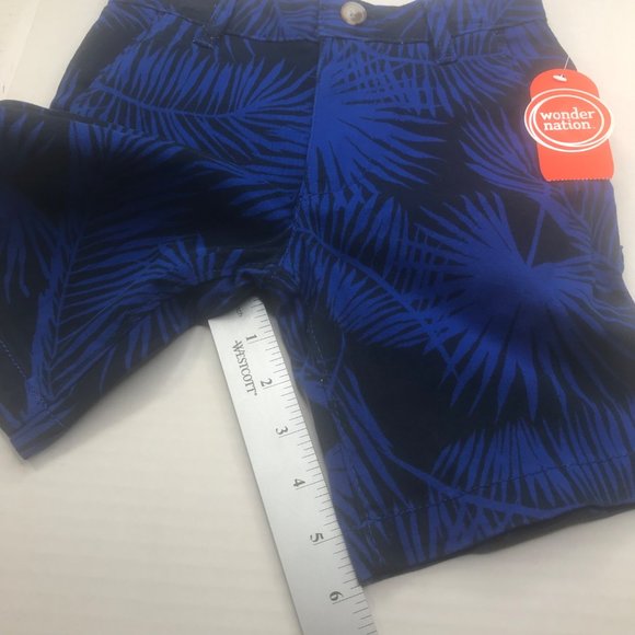 Wonder Nation Boy's Size 6 Adjustable Waist Flat Front Short Blue Palm Leaf New - Picture 9 of 13